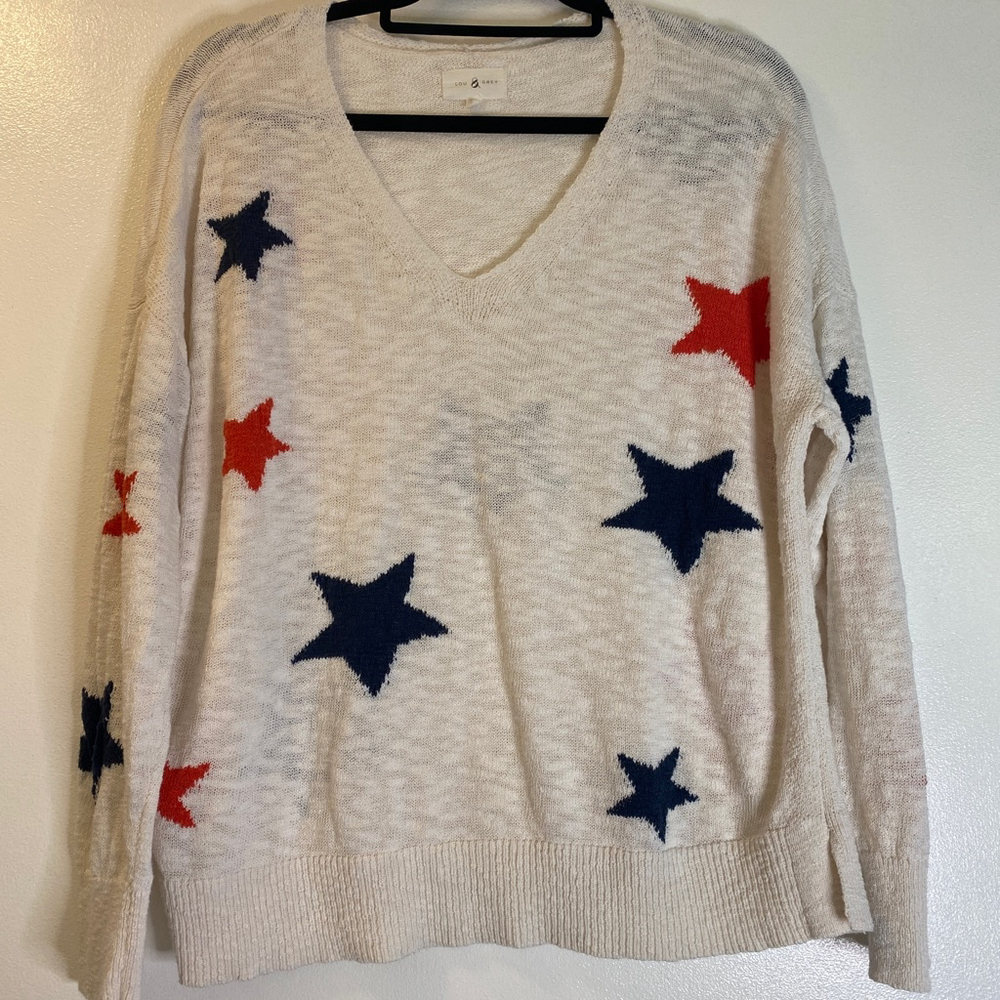 Women's Lou & Grey Star Sweater Cream/Red/Navy Size L